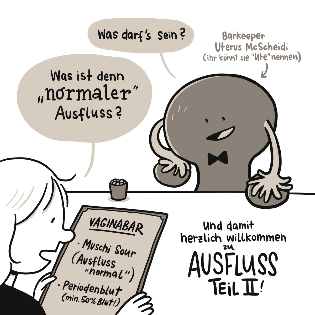 Heft "Schleim oder Nicht-Schleim" Comics über den Vaginal-Ausfluss