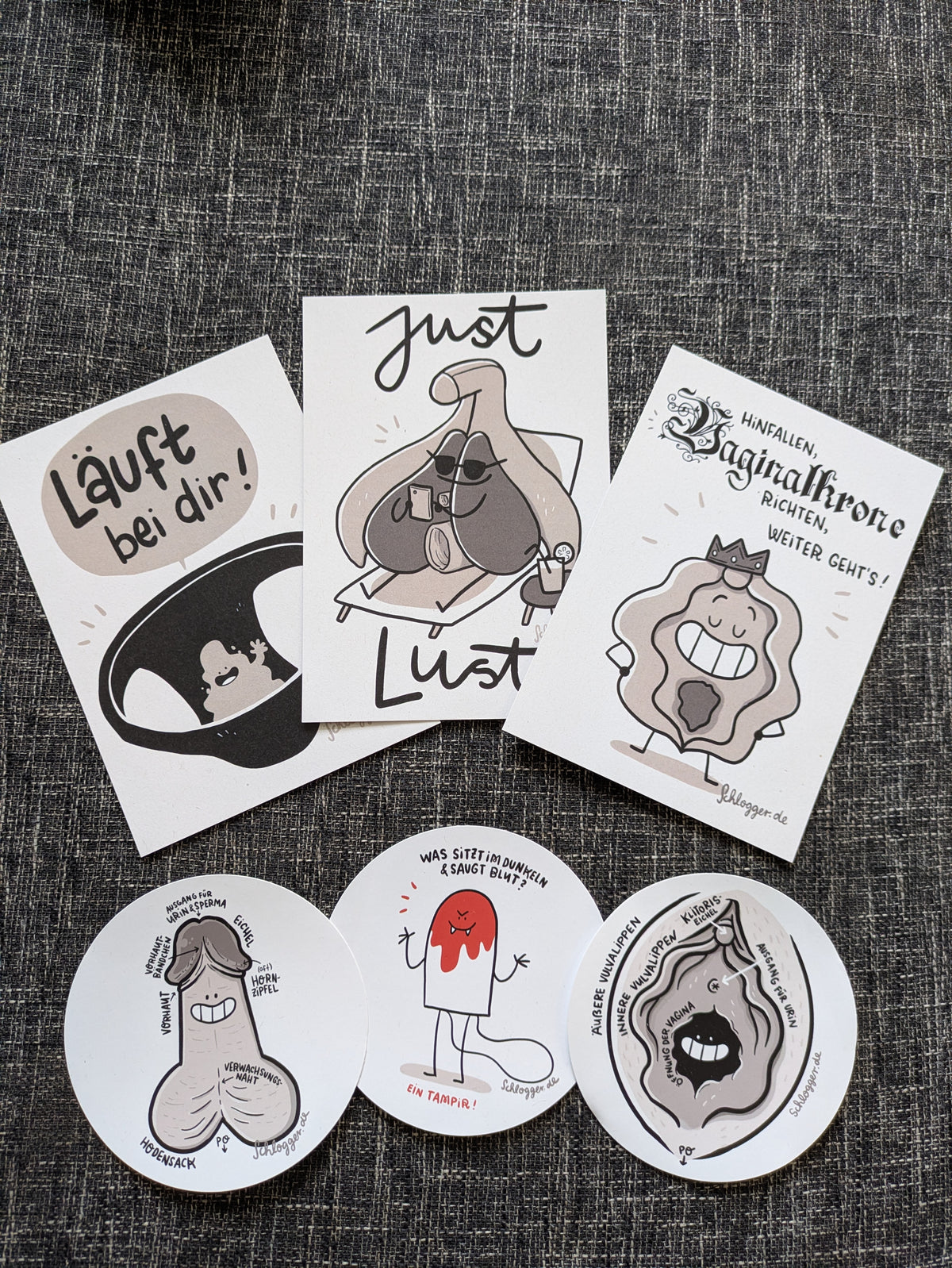 Set "Scham mit Charme" Vulva, Penis, Klitoris, Jungfernhäutchen & mehr