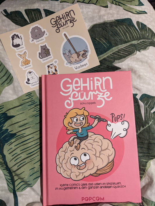 Buch "Gehirnfürze - Kleine Comics" + Stickerbogen
